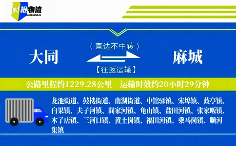 大同到麻城物流公司