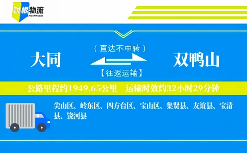 大同到双鸭山物流公司