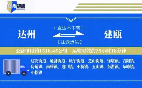 达州到建瓯物流公司
