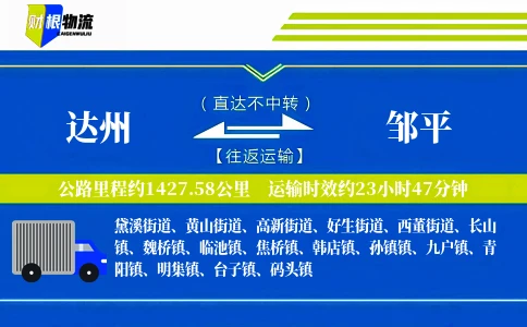 达州到邹平物流公司