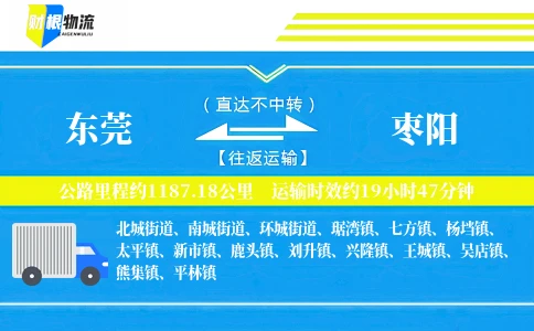 东莞到枣阳物流公司