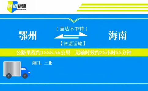 鄂州到海南物流公司