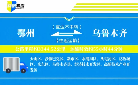 鄂州到乌鲁木齐物流公司
