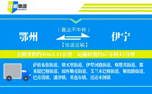 鄂州到伊宁物流公司