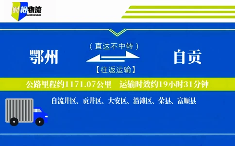鄂州到自贡物流公司