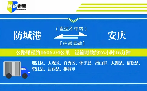 防城港到安庆物流公司