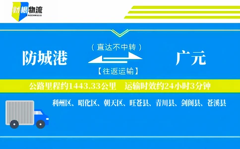 防城港到广元物流公司
