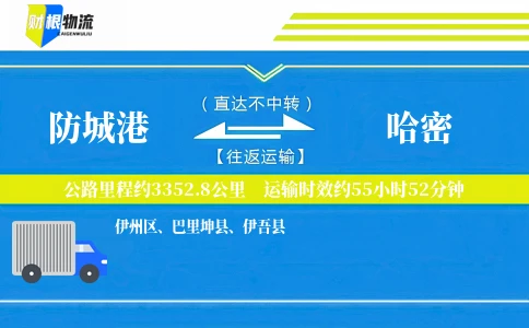 防城港到哈密物流公司