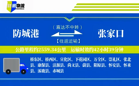防城港到张家口物流公司