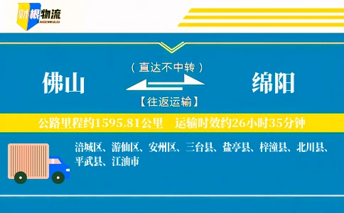 佛山到绵阳物流公司