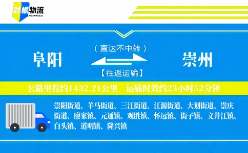 阜阳到崇州物流公司