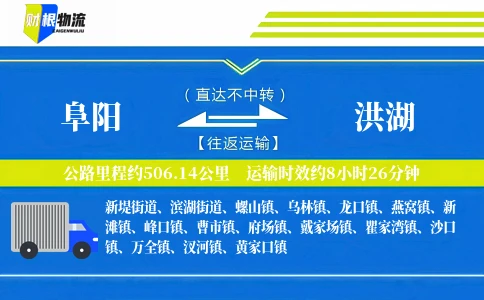 阜阳到洪湖物流公司