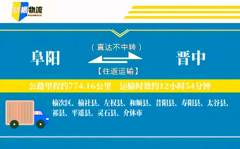阜阳到晋中物流公司
