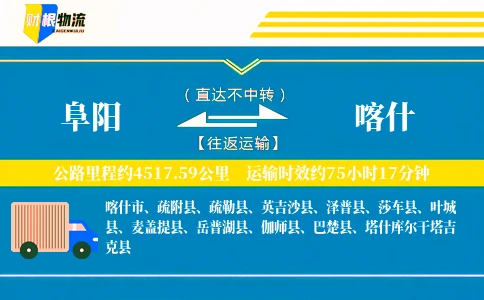 阜阳到喀什物流公司