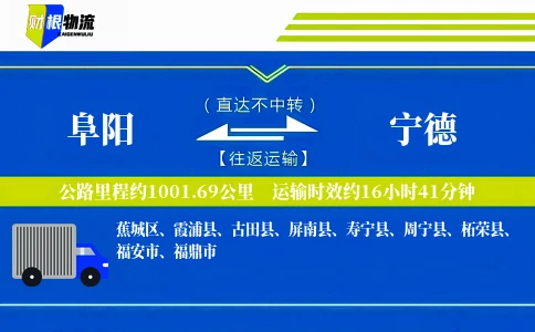 阜阳到宁德物流公司