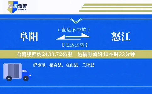 阜阳到怒江物流公司