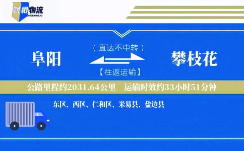 阜阳到攀枝花物流公司