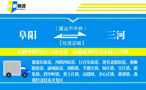 阜阳到三河物流公司