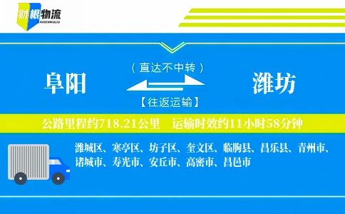 阜阳到潍坊物流公司