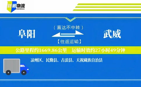 阜阳到武威物流公司