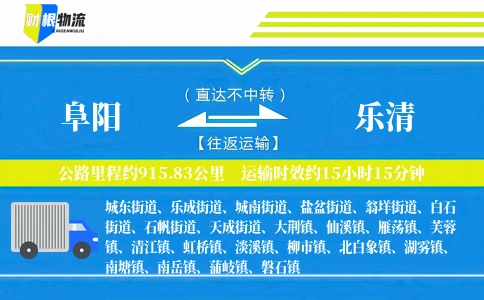 阜阳到乐清物流公司