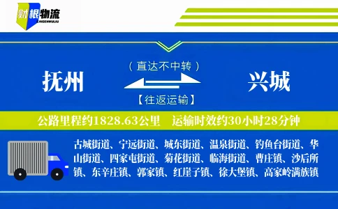 抚州到兴城物流公司