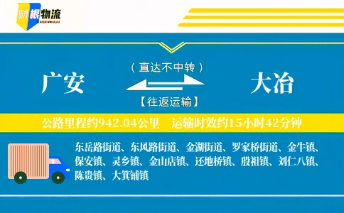 广安到大冶物流公司
