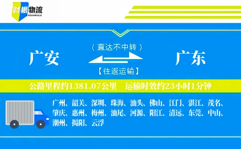 广安到广东物流公司