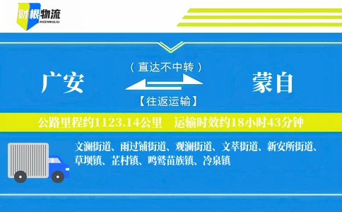 广安到蒙自物流公司