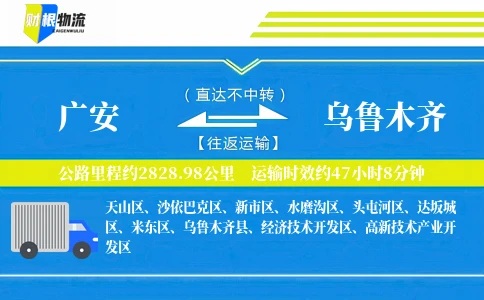 广安到乌鲁木齐物流公司