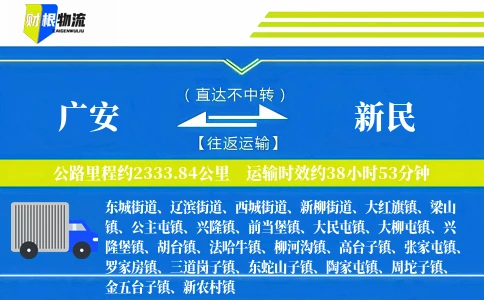 广安到新民物流公司