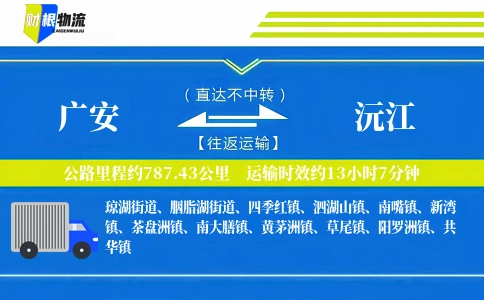 广安到沅江物流公司