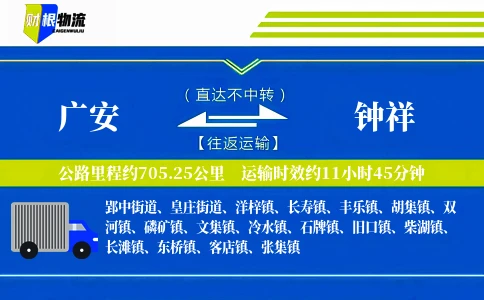 广安到钟祥物流公司