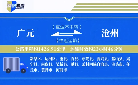 广元到沧州物流公司