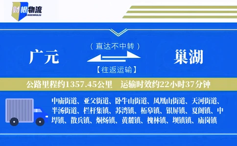 广元到巢湖物流公司