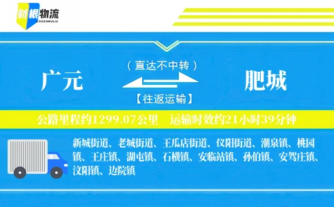广元到肥城物流公司