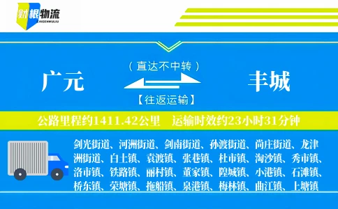 广元到丰城物流公司