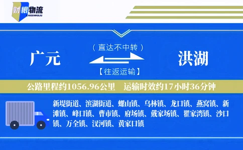 广元到洪湖物流公司