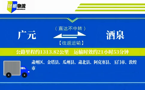 广元到酒泉物流公司