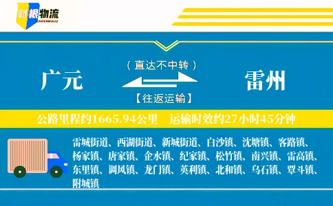 广元到雷州物流公司