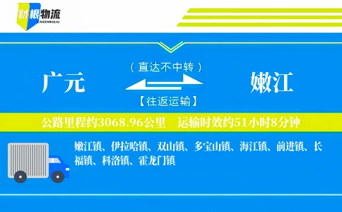 广元到嫩江物流公司
