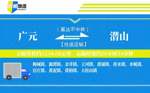 广元到潜山物流公司