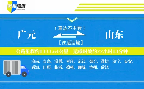 广元到山东物流公司