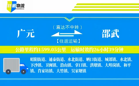 广元到邵武物流公司