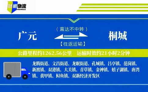 广元到桐城物流公司