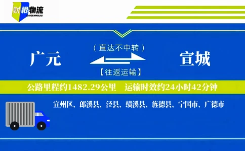 广元到宣城物流公司