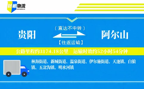 贵阳到阿尔山物流公司