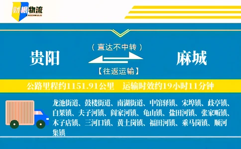 贵阳到麻城物流公司