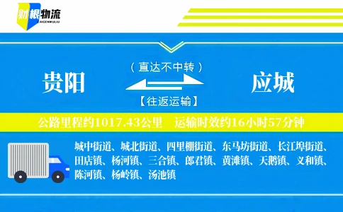 贵阳到应城物流公司