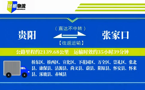 贵阳到张家口物流公司